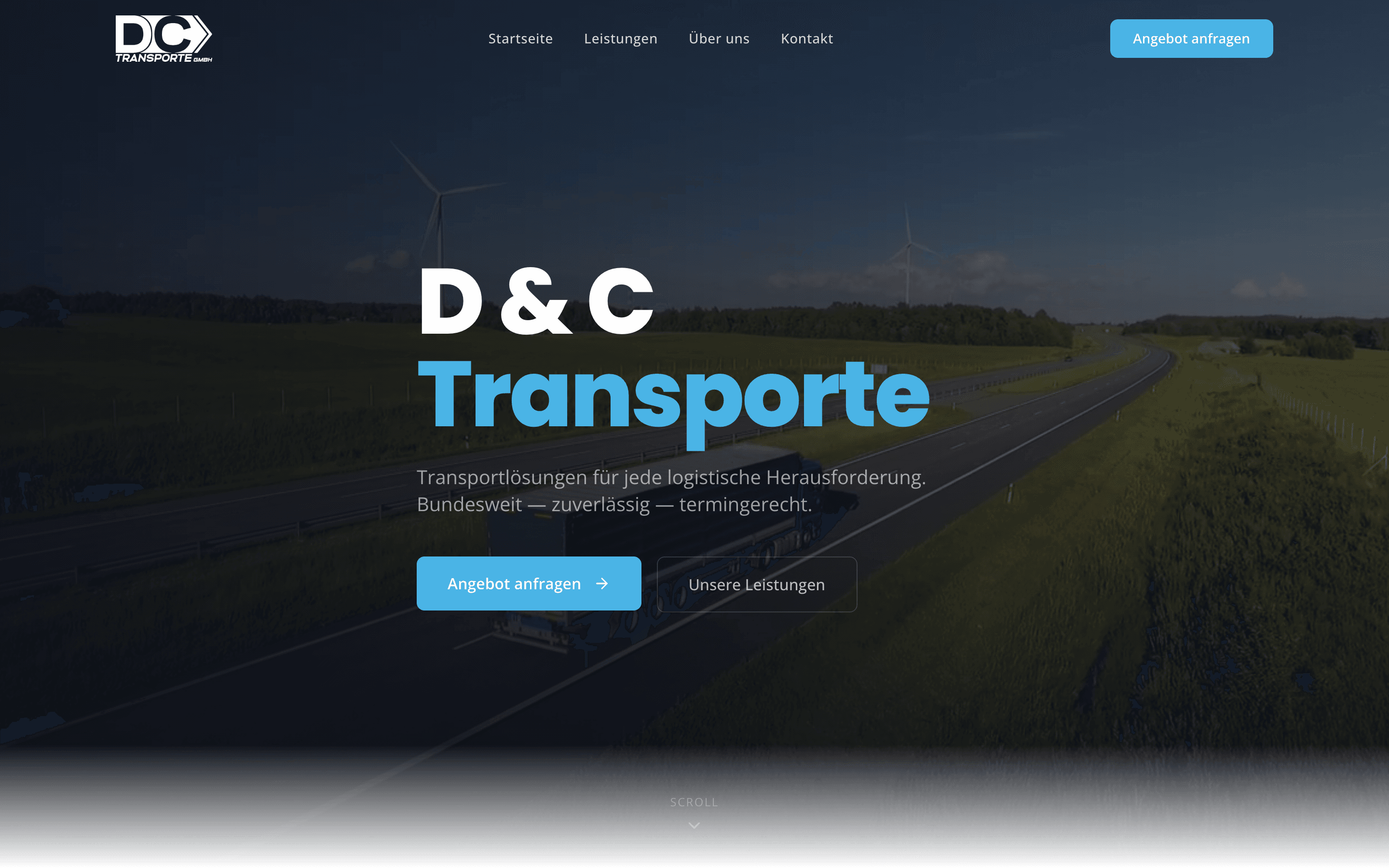 Screenshot der Website dc-transporte.de