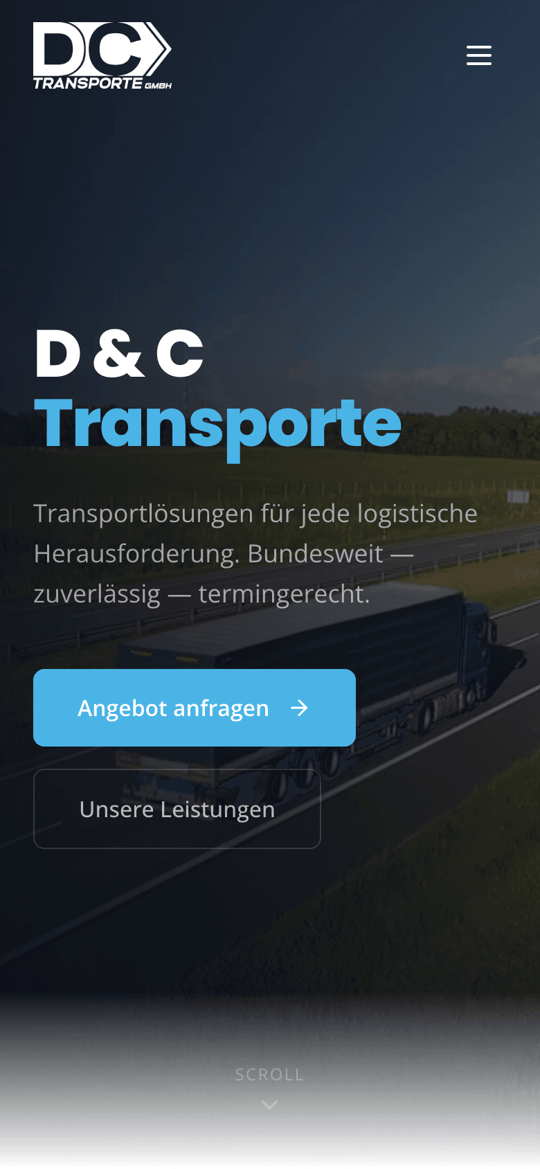 Screenshot der Website dc-transporte.de (Mobil)