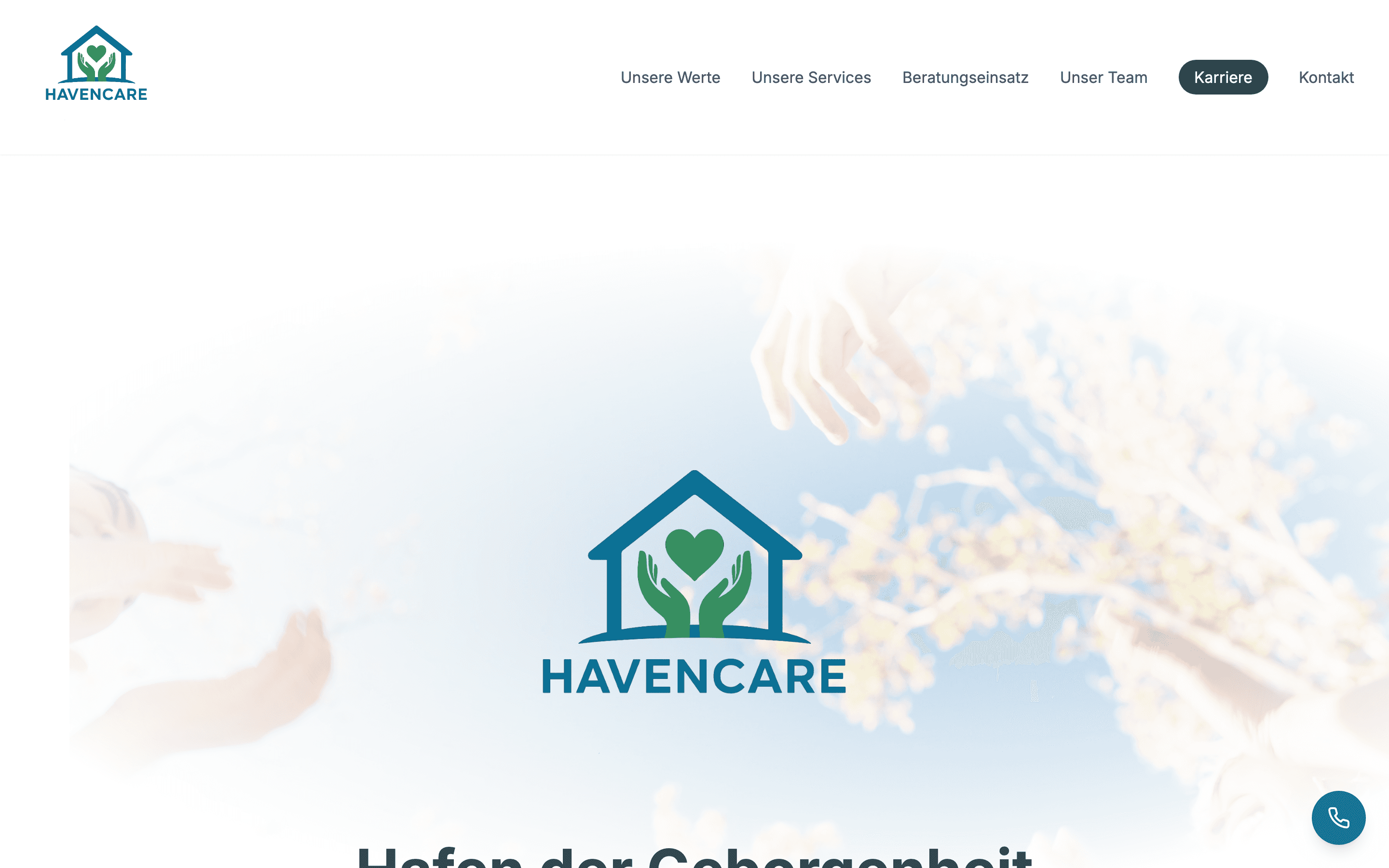 Screenshot der Website havencare-pflegedienst.de