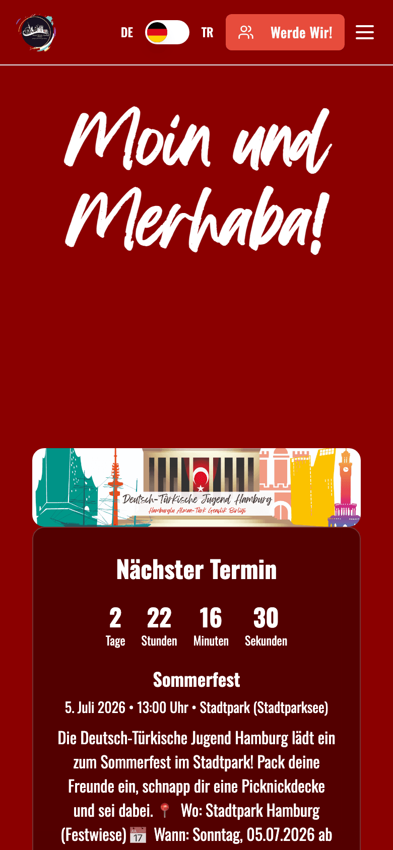 Screenshot der Website deutsch-tuerken.hamburg (Mobil)
